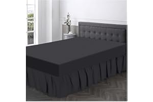 GC GAVENO CAVAILIA Plain Dyed Valance Fitted Sheet-Polycotton Soft Bedsheets For King Size Bed- Frill Bedding Base Wrap Valance Sheet- Charcoal