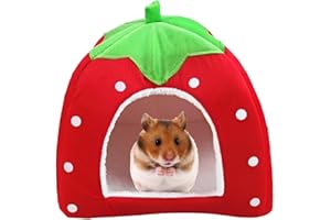 ZQuintuplian Guinea Pig Bed, Guinea Pig House, Hamster Bed, Small Animal Pet Winter House Warm Nest, Non Slip Strawberry Hedgehog House Pad, Hideout Cage Cave Bed for Chinchilla Ferret Gerbil