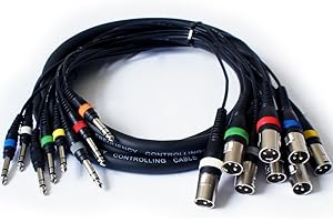 Loops 2.5m 8 Way XLR Male to 6.35mm ¼ Stereo Plug Loom Cable/Lead-Mic Stage Multicore