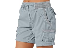 Buetory Women's Hiking Cargo Shorts Lightweight Summer Workout Bermuda Shorts Outdoor Casual Cotton Athletic Travel Shorts