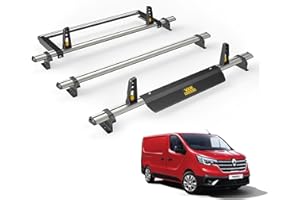 VAN DEMON Van Guard Roof Rack for Renault Trafic 2014+ 3 Aluminium Roof Bars, Rear Ladder Roller with Loadstops [Note: Only Suitable for Standard Roof Models with Twin Rear Doors.] - UltiBar Plus