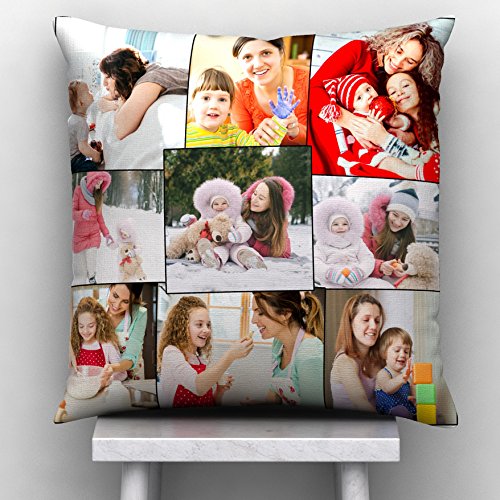 GiftsOnn 9 Photos Personalized Black Color Cushion/Pillow(12 * 12pillow80, Black)
