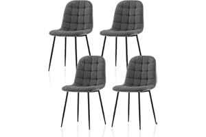 TUKAILAi Dining Chairs Set of 4 Velvet Upholstered Seat Chair with High Back and Sturdy Metal Legs Kitchen Living Room Dressing Lounge Chairs (Grey)