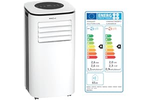 DIGIQUEST Climatizzatore portatile COMODO 9000BTU | 4 in 1: freddo, caldo, umidificatore e ventilatore (2.6kW e 2.0 kW) | 24h Timer | Modalità Notte | Salvaspazio [Classe energetica A]