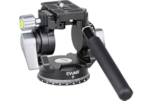 EVUMO Testa di Treppiede, 470g Camera Adattatore Girevole Panorama a 360° Con Foro 1/4" Vite 3/8" Per Gopro Videocamera, DSLR, Cavalletto, Trepiedi, Piatto QR, Maniglia Regolabile, Max Lode 10Kg/22lbs