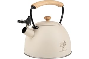 KARL HAUSMANN Wasserkessel Induktion - 2.5L - Cremig Teekessel mit Automatischer Pfiff - Edelstahl Wasserkocher für Induktionsherd, Gasherd und Elektroherd - Pfeifkessel - Teekanne - Flötenkessel