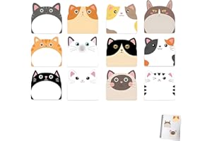 SYYLQYR 12PCS Cat Post It Notes, Cute Sticky Notes Set, Fun Animals Cat Stationery for Office School Home Creative Decoration Party Bag Fillers for Kids Girls Women Cat Designs
