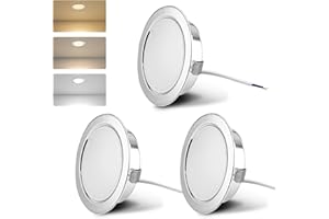 KYOTECH Faretti LED da incasso per mobili 230V 4W G4 300LM, 3000K Caldo 4000K Neutro 6000K Freddo faretto da incasso, in acciaio inox spazzolato, al posto delle lampade ad alogene Set di 3