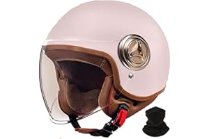 STRTG Casco moto retrò, casco scooter con visiera, casco mezzo jet aperto, casco ciclomotore per uomini e donne adulti omologato DOT/ECE