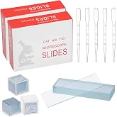 QWORK&reg; 50 Pieces Pre-cleaned Microscope Slides and 100 Pieces Microscope Cover Slides with 5 Plastic Droppers