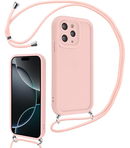 Coque IPhone 16 Pro Max Avec Cordon Lanière - Silicone TPU Mince Anti-choc - Motif Fleur Marguerite Cœur - Tour De Cou Réglable