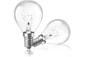 Caldarax 2 Stück Backofenlampe E14 G45 230V, Bis 300°C Hitzebeständiges, 2700K Warmweiß Backofen Birne, 77MM * 45MM, Dimmbar Globe Klar Lampen, Backofen Glühbirne E14 für Ofen, Lava Lampe