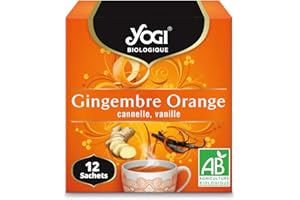 Yogi Biologique Gingembre Orange, Infusion 100% Bio, 12 Sachets thermosoudés et sans agrafe, 21.6 g, 310511