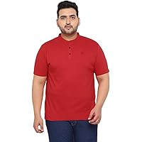 Urbano Plus Men's Solid Mandarin Collar Regular Fit Cotton T-Shirt