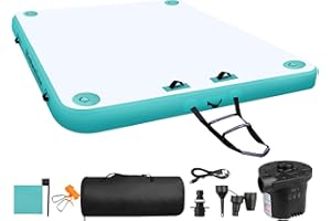BSTECIAR Muelle Flotante Inflable con Escalera, Plataforma Flotante con Bomba de Aire Eléctrica, Isla Flotante con Superficie Antideslizante para Muellepara Piscina, Playa, Océano