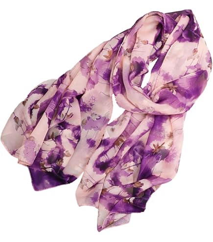 Châle lilas en mousseline de soie. Écharpe cache-cœur. Écharpe longue. - France Châle lilas en mousseline de soie. Écharpe cache-cœur. Écharpe longue. - France