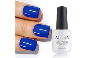 AILLSA Blue Gel Nail Polish, Royal Blue, Dark Blue, Navy Blue Long Lasting Gel polish, Chip Resistant, 15 ML Gel Nail Varnish Soak Off UV/LED Nail Lamp Salon & Home Use, Christmas Gift