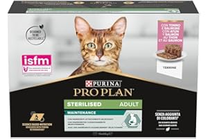 PURINA PRO PLAN Sterilised Maintenance Cibo Umido per Gatti Adulti Sterilizzati Patè con Salmone e Tonno 12 Lattine da 85g