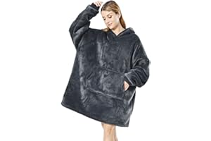 Seogva Oversized Sherpa Hoodie, Wearable Hoodie Sweatshirt Blanket, Super Soft Warm Comfortable Blanket, One Size Fits All, Men, Women, Girls, Boys, Friends