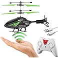 KIDZYMON® Outdoor and Indoor Flying Helicopter with Remote Control | Electronic Radio RC Remote Control Toy | Charging Helicopter with 3D Light & Safety Sensor for Kids - Pack of 1 (Black Green)