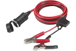 KC CABLE Car Cigarette Lighter Alligator Clips Extension Cable - 12ft / 3.6m Clip-on Plug Socket Outlet Dustproof Waterproof Safety Adapter 12V/24V Extension Cord with Fuse Holder Power for Car Charging