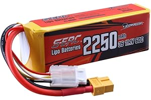SUNPADOW 3S Batería LiPo de polímero de Litio 11,1 V 60 C 2250 mAh con Conector XT60 para avión radiocontrolado, cuadricóptero, helicóptero, Drones, cuadricópero FPV para Aficionados al modelismo