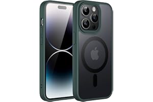 ‎JETECH JETech Magnetyczna Etui dla iPhone 14 Pro Max 6,7 Cala Kompatybilny z MagSafe, Półprzezroczysta Matowe Tylna Szczupły Odporny na Wstrząsy Case (Ciemnozielony)