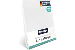 ‎LUNARYS Lunarys® SleepRoyal Luxus Spannbettlaken 140x200cm - Weiß - 250 g/m² Premium Bettlaken - 40 cm Steghöhe - für hohe Matratzen, Boxspringbett & Matratze + Topper & Wasserbett - Stretch Jersey