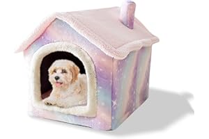 Galatée Lit De Grotte pour Chat, Lit De Chien Lavable, Igloo De Chat en Peluche Chaud Et Confortable, Maison De Chat Pliable Et Confortable, Lit De Chien avec Fond Antidérapant(M, Rose)