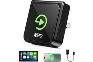 WEIO Adaptador CarPlay Inalámbrico Para iPhone: Chip Mejorado Adaptador Carplay - Mini Y Estable Car Play Inalámbrico Compatible Con iPhone iOS 10+ Y Coches Equipados Con CarPlay-Plug and Play-USB A Type C