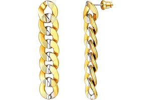 FOCALOOK - Orecchini donna, placcati in oro 18 K, orecchini geometrici a goccia, con occhio malvagio, con filo portafortuna (ago in argento Sterling 925)