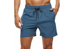 YuKaiChen Men's Swim Shorts Swimming Trunks ‌Board Shorts Water Repellent‌ Quick Dry Surfing Beach Shorts with Zipper Pockets and Mesh Lining