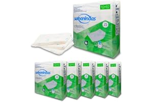 INDASEC SABANINDAS Protectores de Cama Normales - Caja 6 Paquetes de 25 Protectores de 60 x 60 - Protectores Absorbentes, Ideal para Incontinencia, Confort y Seguridad - Libre de Látex