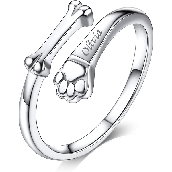 Anillo De Plata De Ley Con Huella De Perro O Gato, Anillos