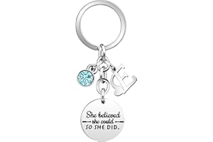 SAMORION Inspirational Gift Key Chains "She Believe She Could So She Did"Encourage Key Rings for Her Women Girls Sister BFF Best Friends Bestie Colleague Graduation Birthday Christmas Anniversary Key Chain