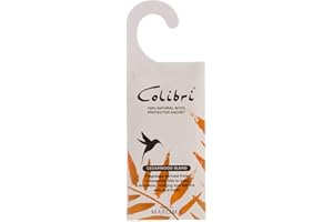 FIRST NATURAL BRANDS LTD The Wool Company Colibri Natural Anti-Moth Hanging Wardrobe Sachet in Cedarwood - Non-Toxic Handmade Natural Moth Repellent - Keep Your Clothes Free From Moths - Lasts For 4-6 Months