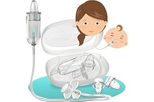 HOMERY Nasensauger Baby für Neugeborene & Kleinkinder – Wiederverwendbarer Baby Nasenreiniger aus medizinischem Silikon, 3 Wechselaufsätzen & Anleitung – Sanfte Nasal Aspirator für Babypflege