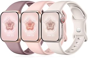 Maledan Zestaw 3 pasków kompatybilnych z zegarkiem Apple Watch 41 mm, 40 mm, 42 mm, 38 mm, 44 mm, 45 mm, 49 mm, miękki silikonowy pasek zastępczy do iWatch serii 9, 8, 7, 6, 5, 4, 3 SE