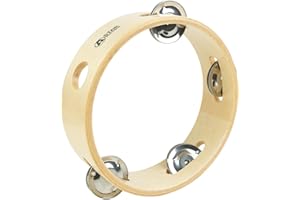 A-Star Tamburello senza testa in legno da 6 pollici / 15 cm, tradizionale fila di campane a tintinnio singolo