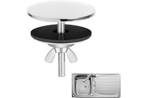 GROSION Sink Blanking Cap,Tap Hole Blanking Plug,Stainless Steel Tap Hole Stopper,for Keeps Kitchen,Bathroom Sink Clean(Silver)