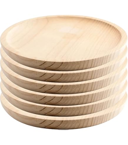 Kimona Acacia Houten Dinner Plates Set van 4 voor Snack, Natuurlijk Houten Dessert Serving Dinner Plate voor Dinner (20,32 cm x 20,32 cm x 1,90 cm