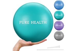 Pure Health 23cm / 9 Inch Soft Pilates Exercise Gym Ball – Perfect for Yoga Exercise Physiotherapy Core Training strength, balance & stability Inflatable Straw for Easy Inflation