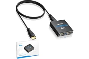 eSynic HDMI-Splitter, 4K/30HZ, 2-Wege-HDMI-Splitter, 1-in-2-Ausgang, Typ C, HDMI-Splitter mit HDMI-Kabel, HDMI 1.4, Dual-Monitor, unterstützt 4K und Full HD, für HDTV, PS4, Blu-ray-Player, Laptop usw