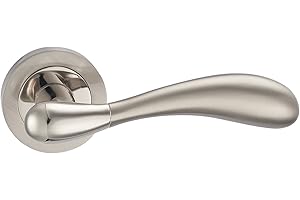 FORTESSA-HANDLES Fortessa Maya Series Contemporary Design Door Lever/Door Handle with Satin Nickel and Polished Nickel Dual Finish