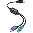 Perixx PERIPRO-401 Cavo da PS2 a USB, per tastiera e mouse con interfaccia PS2, supporta lo switch KVM, con USB IC integrato