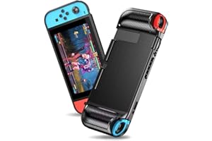 SDTEK Coque Compatible avec Nintendo Switch [Carbone TPU] Silicone Case Cover Soft TPU (Noir)