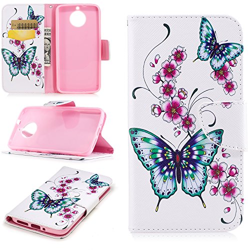 Motorola Moto G6 Case,Motorola Moto G6 Case Leather ,Motorola Moto G6 Case Wallet -COZY HUT Colorful Painting PU Leather Notebook Design Flip Cover Folio Inlaid Inner Soft TPU Case with [Card Slot] [Built Stand] [Magnetic Closure][Wallet Function] Protective Skin Durable Case for Motorola Moto G6 Model - Peach butterfly