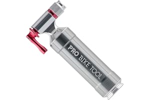 Pro Bike Tool Gonfleur de CO2 avec Cartouche de Rangement Rapide, Facile et sûre pour Presta et Schrader Pompe à Pneu de vélo pour vélo de Route et VTT Pas de Cartouches de CO2 incluses