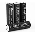 BONAI 2800mAh AA Rechargeable Battery NI-MH 1200 Cycles High Capacity Rechargeable aa Batteries, Pack of 4