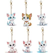 5 Pièces Kit Peinture Diamant 5D Double Face - Porte-clés Chiens Mignons, Mosaïque Strass Pour Bricolage Enfants Et Adultes
